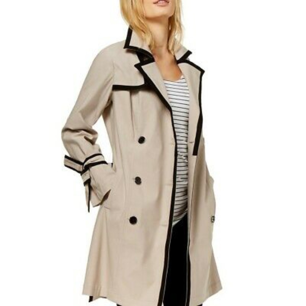 INC Tan Black Trench Coat Size Small